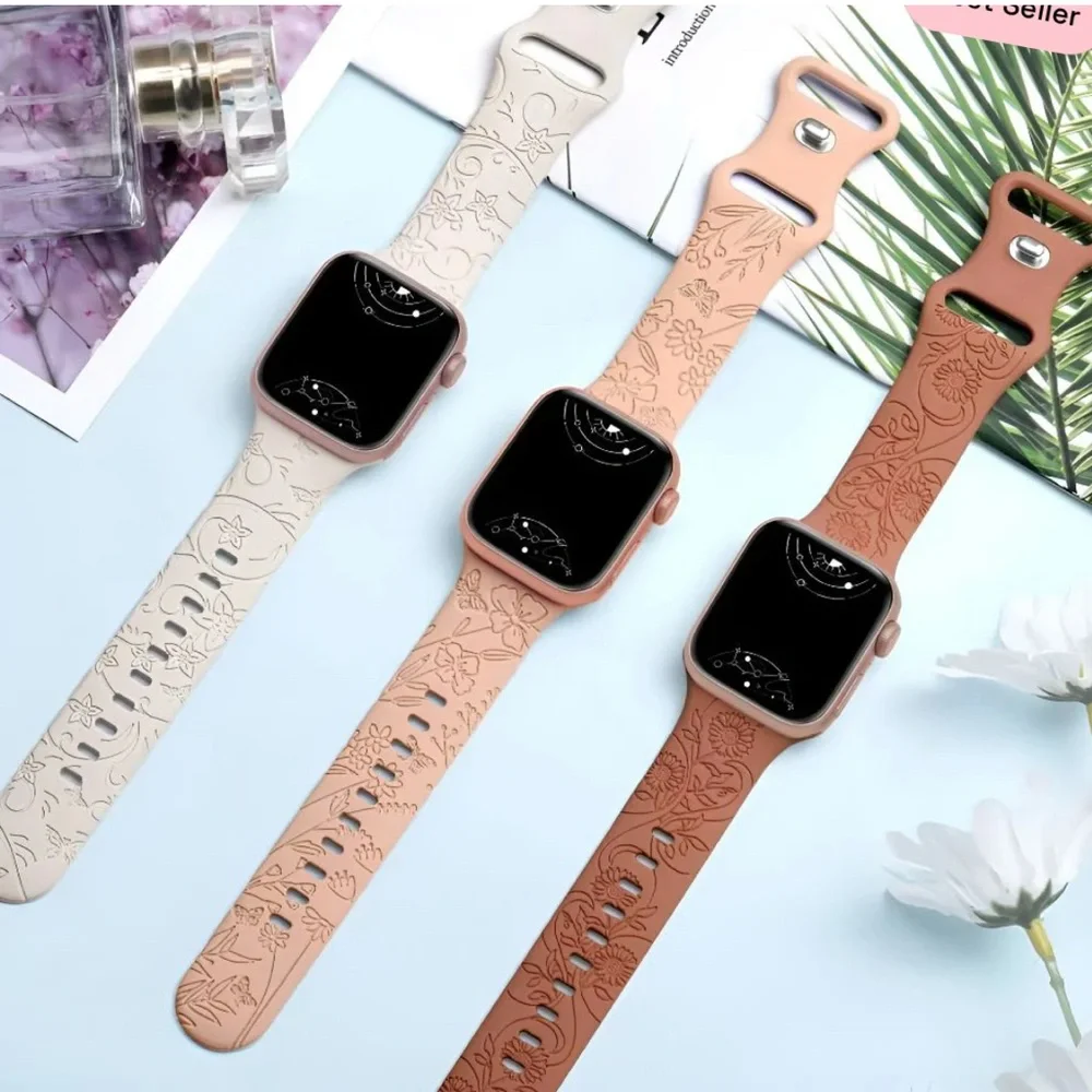 (1)Nike & (3)Smartwatch Bands for Series 7 (Cream, Pink, Brown)